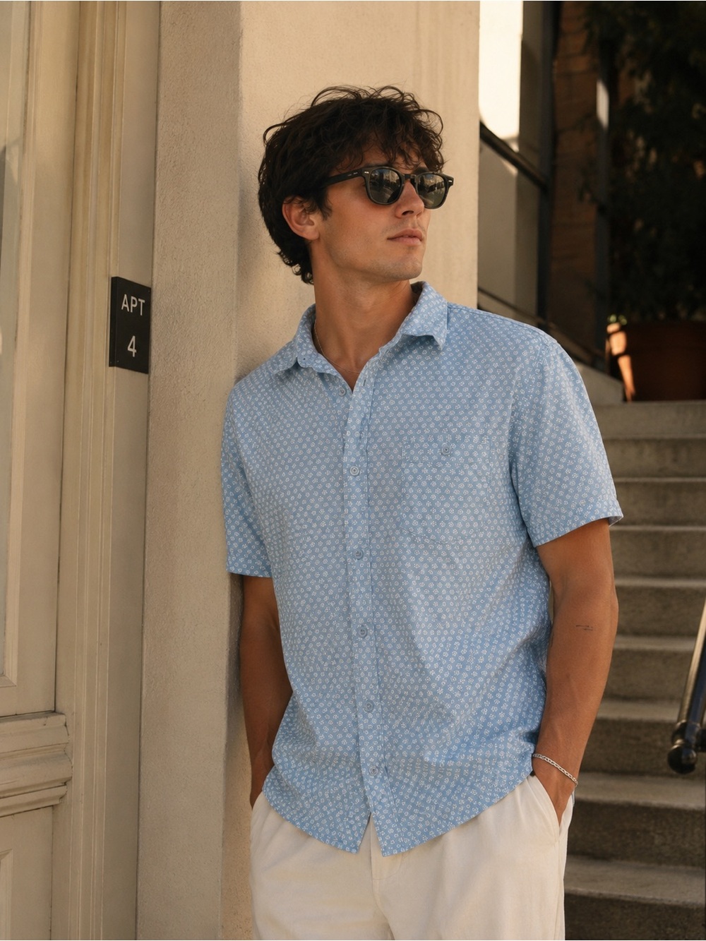 Weatherproof Sky Blue Short-Sleeve Button-Down Shirt